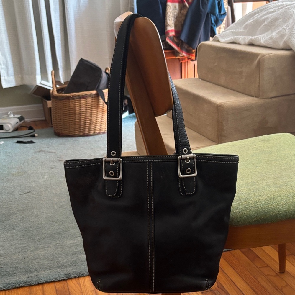Coach Black Leather Tote Bag
